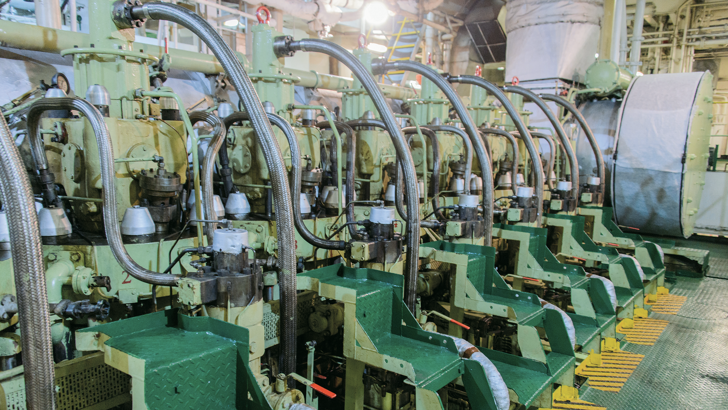 Inside Engine Room On Big Ship