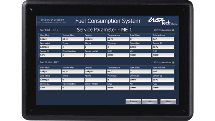 Insatech Marine Fuel Consumption System Service Parameters 16 9