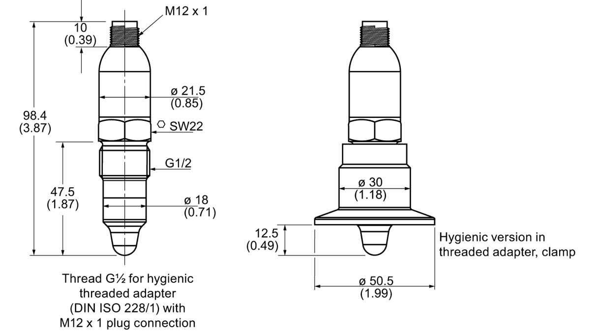 Insatech Siemens SITRANS LCS050 Capacitive Point Level Switch Dimensions Drawing 7ML5772 16 9