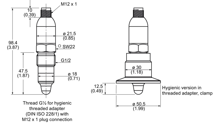 Insatech Siemens SITRANS LCS050 Capacitive Point Level Switch Dimensions Drawing 7ML5772 16 9
