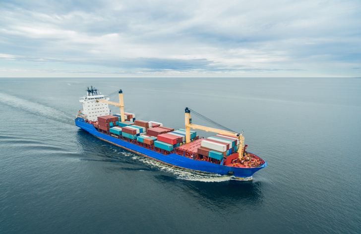 Big containership sailing 